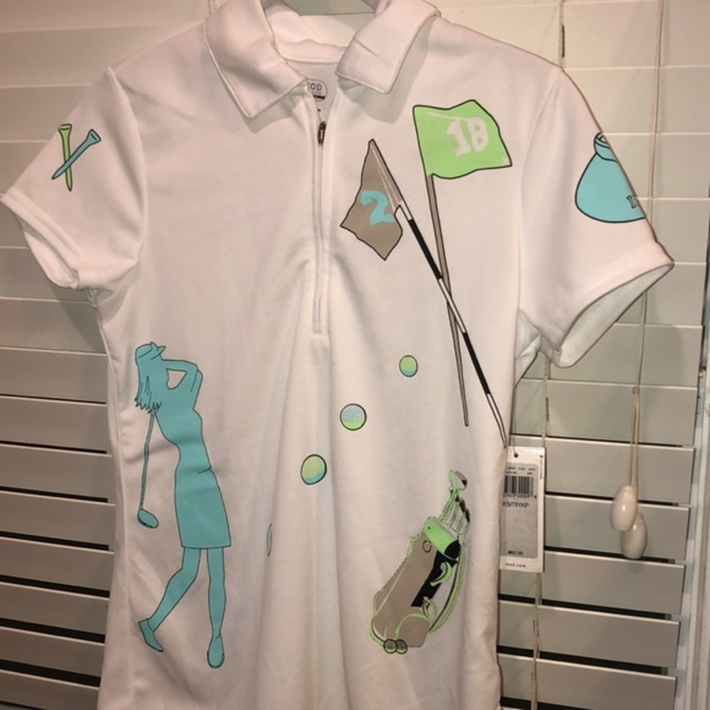 Izod‎ size extra small ladies golf shirt adorable graphics ⛳️🏌️‍♀️
